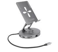 Fabater Support de Station d'accueil pour Tablette en Alliage D'aluminium Rotatif à 360° Hub USB C 11 en 1 pour Tablettes iOS Pro, adapté pour Switch 2, Support Réglable pour Appareils - Gris