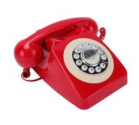 Fabater Téléphone Fixe Rétro, Téléphone Filaire Vintage Classique à Bouton-Poussoir avec Fonction de Recomposition et Connecteur RJ11 pour Maison de Retraite, Bureau à Domicile (Rouge)