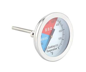 Fabater Thermomètre BBQ en Acier Inoxydable, 100-550°F, Couvercle Rond Temp | Jauge de température de hotte de gril, filetage M8, face de 2.1 pouces, écrou de rondelle inclus, pour four Barbecue fumeur