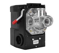 Fabater Vanne de Commande de Pressostat Automatique à 4 Trous G1/4 ", Poignée Rouge Horizontale 75~120psi 220V 10A, Contrôleur de Régulateur de Compresseur d'air