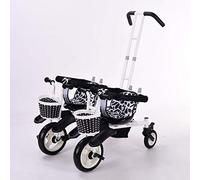 FABAX Poussette double tricycle pour bébé - Cinq modes gratuits - Protection de sécurité à 3 points - Poussette - Poussette - Chariot pour bébé - Couleur : B