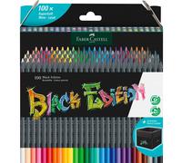 Faber-Castell Crayons de couleur 116411 Black Edition – Boîte 100, vibrants et résistants