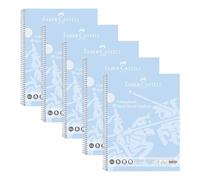 Faber-Castell 10213402 - Bloc-notes DIN A4 quadrillé, 5 blocs de 80 feuilles chacun, papier 90 g/m², bloc-notes bleu ciel