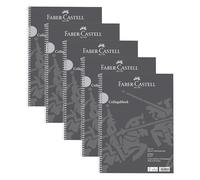 Faber-Castell 10419 - Bloc-notes DIN A4 quadrillé, 5 blocs de 80 feuilles, papier 90 g/m², bloc-notes gris