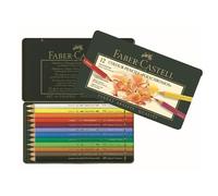 Faber-Castell Crayons de couleur Polychromos – Boîte en métal 12 crayons