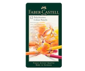 Faber-Castell 110012 Crayon Polychromos boîte métal de 12 pièces Multicolore