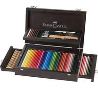 Faber-Castell 110085 Art & Graphic Compendium Ensemble, Ensemble d'artiste vibrant de 108 pièces, Comprend un élégant coffret en bois, organisation à deux niveaux, Crayons de dessin pour adultes
