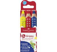Faber-Castell 110707 - Set Grippy, 3 crayons de couleur jumbo pour les tout-petits, crayons facilement lavables pour les enfants, forme triangulaire ergonomique, mine de 10 mm d'épaisseur