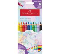 Faber-Castell 110923 Set De Crayons De Couleur Jumbo Licorne, 10 Pièces, Incassable, Y Compris 2 Crayons Sparkle Et Un Autocollant Licorne