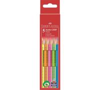 FABER-CASTELL 110994 Crayon de couleur Jumbo GRIP Neon - 5 couleurs assorties, étui carton