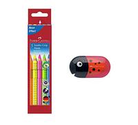 Faber-Castell 110994 Lot de 5 crayons de couleur Jumbo Grip Neon (1 boîte à crayons avec punaise)