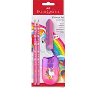 Faber-Castell 111518 FABER-CASTELL Set d'écriture licorne, rose, 4 pièces