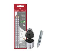 Faber-Castell 111992 Jumbo Grip HB Lot de 2 crayons à papier, Kombi 2, 2 crayons Jumbo + gomme + taille-crayon., 1