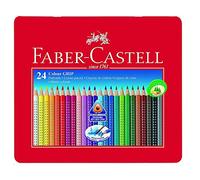 Faber-Castell 112423 - Crayons de couleur Colour GRIP 2001, 24 crayons de couleur dans un étui métallique, incassables, pour enfants et adultes