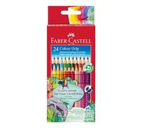 Faber-Castell 112424 - Crayons de couleur Colour Grip pour enfants, 24 crayons avec grip et corps triangulaire, pigments hydrosolubles, facilement lavables et incassables
