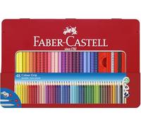 Faber-Castell 112448 - Crayons de couleur Colour Grip, 48 crayons dans un étui métallique, incassables, pour enfants et adultes