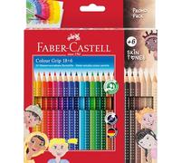 Faber-Castell 112819 - Set de crayons de couleur Colour Grip, 24 pièces, dont 6 crayons de couleur chair