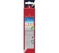 Faber-Castell GRIP 113210 Étui de 6 crayons de couleur pour cahier et ardoise - Contenu : blanc, jaune, rouge, bleu, vert et marron