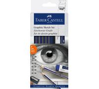 Faber-Castell 114000 - Graphite Sketch Set, 8 pièces, avec 6 crayons Goldfaber,