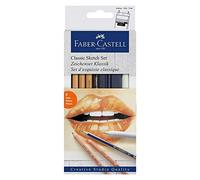 Faber-Castell Set de croquis 114004 – 6 pièces: crayon, Pitt Oil Base, 3 pastels, effaceur papier