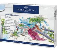 Faber-Castell 114614 - Coffret cadeau Goldfaber Aqua Aquarell, 12 crayons de couleur y compris fineliner, crayon, bloc aquarelle, taille-crayon, gomme et pinceau aquarelle