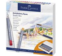 FABER-CASTELL 114616 - Crayons aquarellables Goldfaber Aqua, coffret d'atelier de 38 pièces avec accessoires, colorés