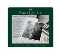 Faber-Castell 115224 Pitt Monochrome & 9000 Crayons Graphite, Boîte de 20, Ultra Mat, Graphite Classique, 8 degrés Chaque, Gomme et Taille-Crayon Inclus, pour dessin et Croquis, Tons Profonds