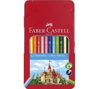 FABER-CASTELL 115801 - Set de crayons de couleur Hexagonal, 12 crayons de couleur dans un étui métallique, crayons de couleur pour enfants et adultes