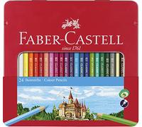 FABER-CASTELL 115824 - Set de crayons de couleur Hexagonal, 24 crayons de couleur dans un étui métallique, crayons de couleur pour enfants et adultes
