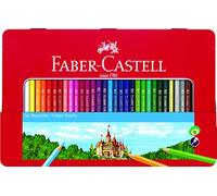 Faber-Castell 115888 Trousse en métal avec 48 crayons de couleur, 2 stylos graphite, gomme et aiguiseur Multicolore