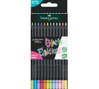 Faber-castell - FC116410 - 116410 - Crayons de couleur Black Edition, couleurs neon + pastel, etui de 12 pieces