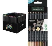 Faber-Castell 116411 - Crayons de couleur Black Edition, étui carton de 100 pièces & 116414 - Crayons de couleur couleur chair Black Edition, étui carton de 12 pièces