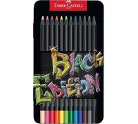 Crayon de couleur - FABER-CASTELL - Black Edition - 12 crayons - Mine supersoft - Bois noir