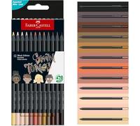 Faber-Castell Crayons de couleur 116414 Black Edition – Boîte de 12 – Résistants, ergonomiques