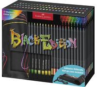 Faber-Castell 116418 - Set de crayons de couleur avec rouleau de crayons, 72 crayons de couleur Black Edition, y compris les couleurs métalliques et néon