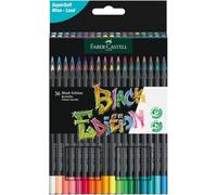 Faber-Castell 116436 Black Edition Boîte de 36 Crayons de Couleur Vibrants, Résistants à la Rupture et Prise en Main Ergonomique, Crayon de Couleurs Colorier sur Papier Clair et Foncé