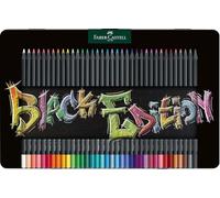 Faber-Castell 116437 Black Edition 36 Crayons de Couleur dans une Boîte en Métal, Résistants à la Rupture, Prise en Main Ergonomique, Crayon de Couleurs Colorier sur Papier Clair et Foncé