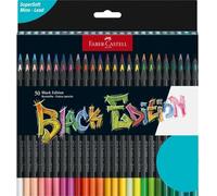 Faber-Castell 116450 Black Edition Boîte de 50 Crayons de Couleur Vibrants, Résistants à la Rupture et Prise en Main Ergonomique, Crayon de Couleurs Colorier sur Papier Clair et Foncé