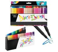 Faber-Castell Étui support 116454 – 50 feutres pinceau Black Edition, couleurs assorties