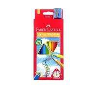 Faber-Castell 116510 Crayons de couleur triangulaire Jumbo avec Taille-crayon (Lot de 10)