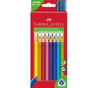 Faber-Castell 116520 Crayons de couleur triangulaire Jumbo avec Taille-crayon (Lot de 20)