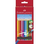 Faber-Castell Crayons de couleur gommables 116612, gomme intégrée, étui carton de 12