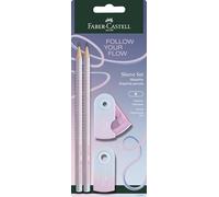 FABER-CASTELL 117007 - Kit d'écriture Flow Edition avec crayons, gomme et taille-crayon, Blushing Sky