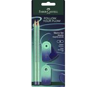 Faber-Castell 117018 - Set d'écriture Flow Edition avec crayons, gomme et taille-crayon, Buzzing Blue