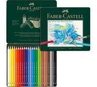 Faber-Castell 117524 Crayons Aquarellables Albrecht Dürer, Set de 24 Crayons à Mine Épaisse de 3,8 mm, Crayons Aquarelle aux Pigments Solubles qui se Transforment en quelques coups de Pinceau