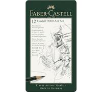 Faber-Castell 119065 Castell 9000 Crayons, Set de 12, Grades HB à 8B, Crayons graphite pour croquis, dessin et écriture, Pour artistes et amateurs, Extra résistant à la casse