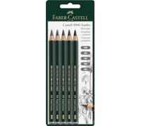 Faber-Castell 119397 Castell 9000 Crayons, Set de 5, Carte Blister, Grades Hb, 2B, 4B, 6B, Crayons Graphite Pour Croquis, dessin et Écriture, Colle Spéciale Pour Graphite Incassable