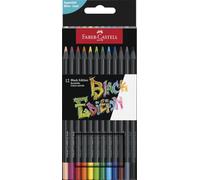 Faber-Castell – Crayons de couleur Black Edition – boîte métal 12 crayons
