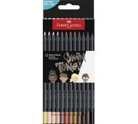 Faber-Castell Crayons de couleur 116414 Black Edition – Boîte de 12 – Résistants, ergonomiques