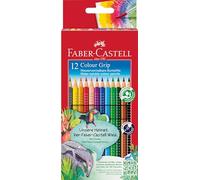 Faber-Castell Crayons de couleur COLOUR GRIP 112412, corps triangulaire, lavables, étui 12 pièces